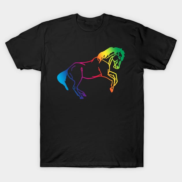 Rainbow rearing horse T-Shirt by Shyflyer